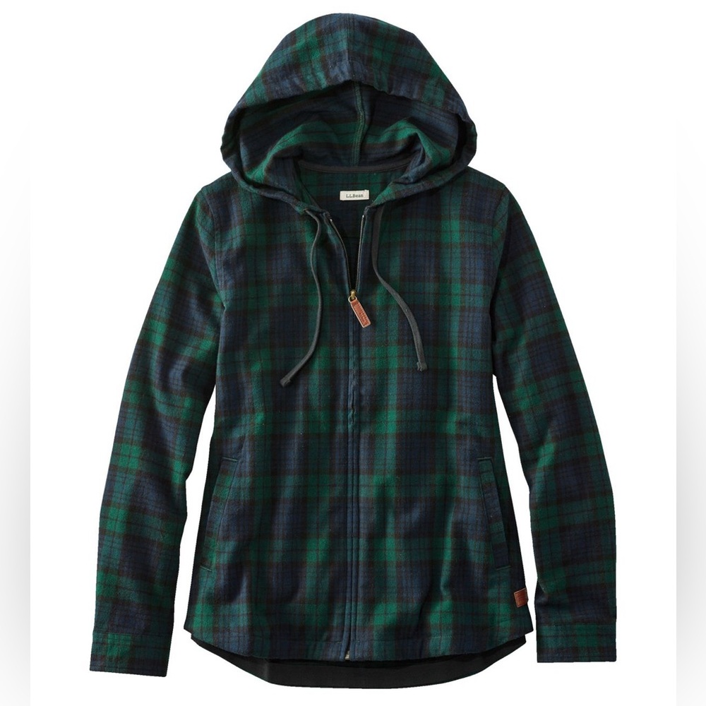 Women's Scotch Plaid Flannel Shirt, Relaxed Fit Full Zip Hoodie Small Tall